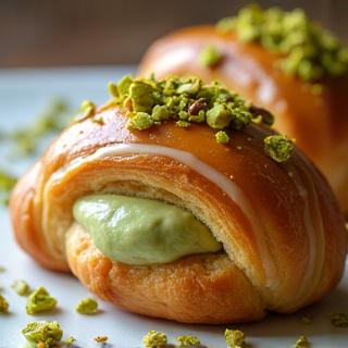 Cornetto al Pistacchio con glassa e pistacchi tritati
